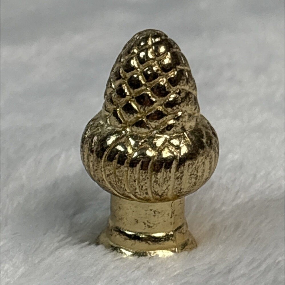 Gold Lamp Finial Acorn 1980s Or 1990s 1 1/2” Tall Metal Threaded Base